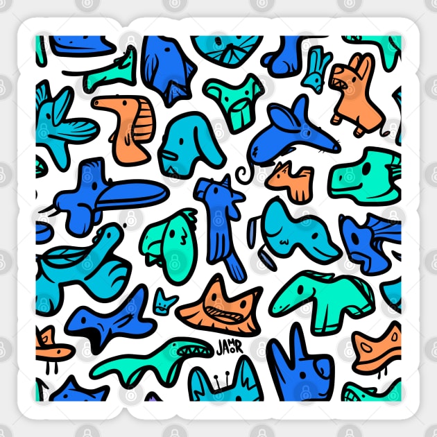 Doodle Animal Color Pattern Sticker by jastinamor